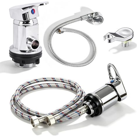 80 cm Shower Tap: 1/2 Inch Metal-Plastic Mixer Tap Flexible Camping Tap Practical Hand Shower Head for Barber Sinks (1/5)