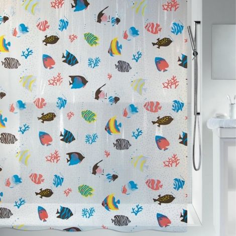 Cortina de ducha PEVA FISH 180x200cm Estampado de peces  multicolor Spirella (1/3)