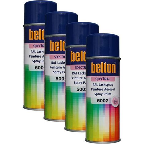Lot de 4 bombes de peinture Belton Spectral RAL5002 Bleu outremer 400ml