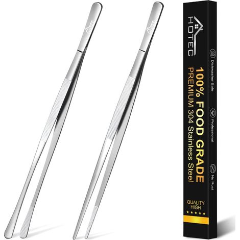 2 Pièces Pince Cuisine 30cm, Pince Cuisine Inox, Pince de Cuisine pour Cuisiner Griller et Cuire, en acier inoxydable pour la cuisine, le gril et la pâtisserie (1/5)
