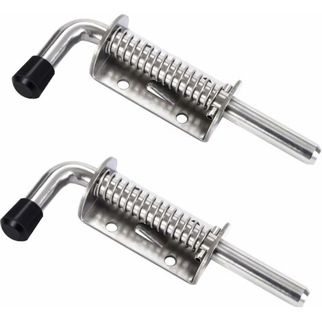 Green Mobility-Verrou de Porte à Boulon, 2 Pcs Loquets Verrous de Portes à Ressort en Acier Inoxydable Pour Fenêtre, Porte de Grange, Hangar, Porte de Garage, 128mm Argent (1/5)
