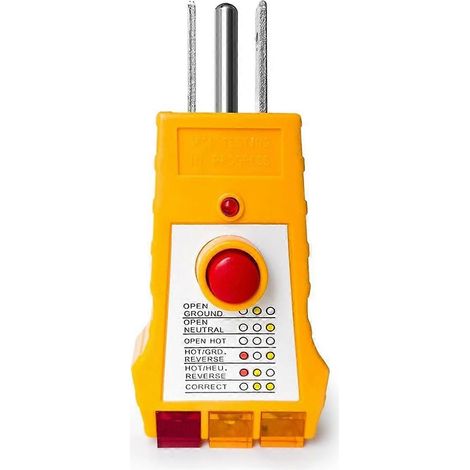Testeur de prises pour produits de mise à la terre, testeur de prises avec disjoncteur différentiel, testeur de prises électriques, testeur de fiches, prise américaine (1/4)