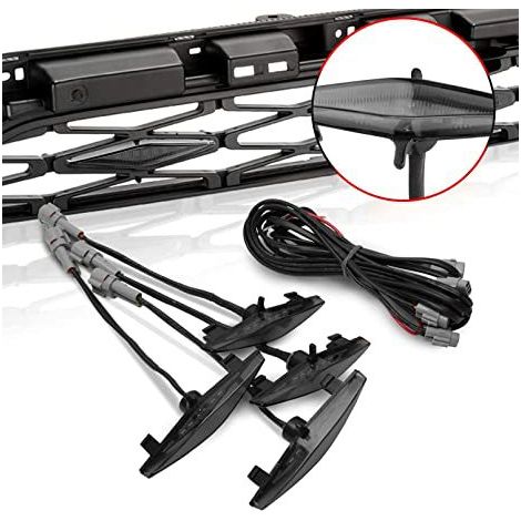 Lot de 4 feux ambrés LED (noir) avec fusible et instructions pour grille Toyota 4Runner TRD Pro 2014-2022, y compris SR5, TRD tout-terrain, Limited, TRO Pro (1/5)