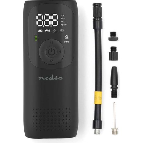 Gonfleur de pneus rechargeable avec manomètre, adapté aux voitures, motos, vélos et ballons.