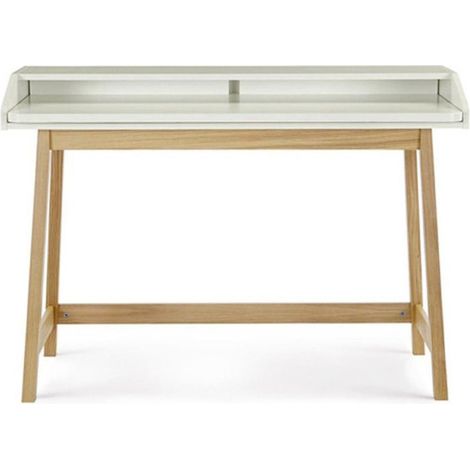 Bureau Design avec Plateau Coulissant "St James" 116cm Chêne & Blanc (1/4)