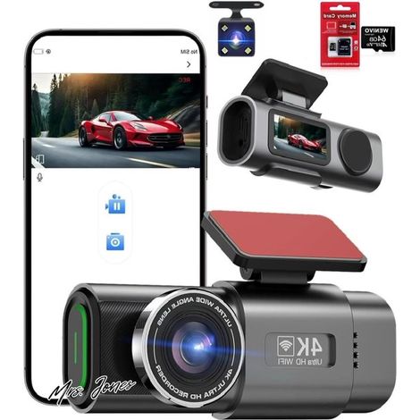 Mrs Jones 4K Front Rear Dashcam Car Van Security Parking Mini Dash Camera Video DVR Recorder Wi-Fi APP GPS Tracker IPS Screen Night Vision 170 24 24 (1/5)
