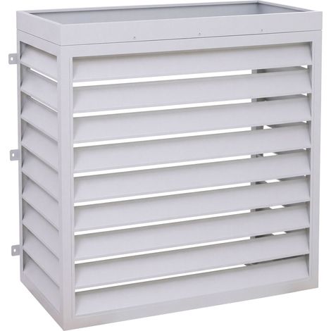 Verkleidung für Klimaanlage/Wärmetauscher HHG-572 mit Pflanzkasten, Abdeckung, Metall 118x124x65cm grau-weiß