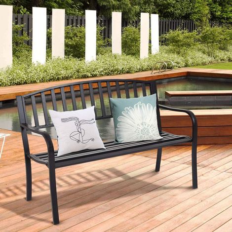 Costway – Banc de jardin extérieur 3 places en acier – Charge 240 kg – Dimensions 127 x 60 x 87 cm – Conception ergonomique et durable (1/5)