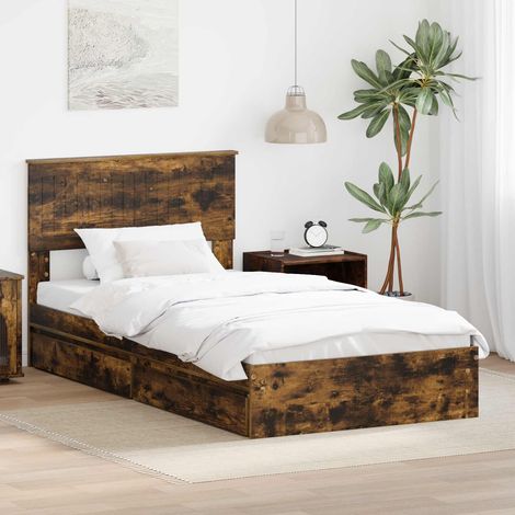 Aufbewahrungsbett Geräucherte Eiche 100 x 200 cm Holzwerkstoff