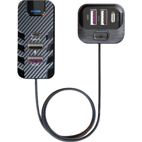 Neues QC3.0 PD Hochleistungs-Autoladegerät mit 81 W für ein bis sechs Ladeanschlüsse, multifunktionales Schnelllade-Autoladegerät (1/4)