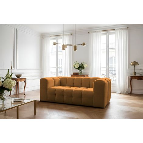 Sofa Designersofa SOLVIE 2-Sitzer in Stoff Moly Orange