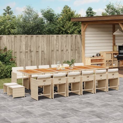 Ensemble à manger de jardin et coussins 17 pcs-Salon de jardin beige 284906 (1/5)
