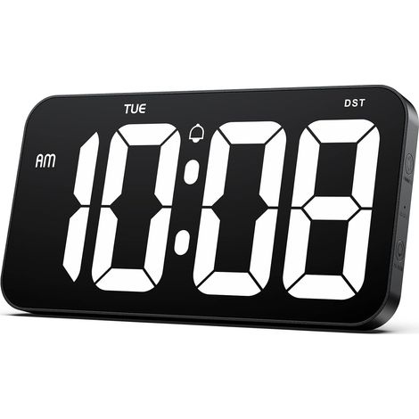 Große digitale Wanduhr mit riesigen, 4 Zoll großen, klaren Ziffern – Digitale Wanduhr mit Sommerzeit, automatischer Dimmfunktion, Woche, 12/24 Stunden (keine batteriebetriebene Uhr) (1/5)