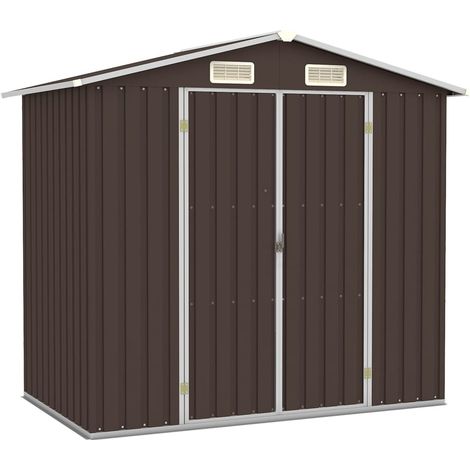 Casetta da giardino casetta per capanni casetta per ripostigli casetta per esterni casetta per attrezzi robusta 205 x 129 x 183 cm marrone acciaio zincato 020022280