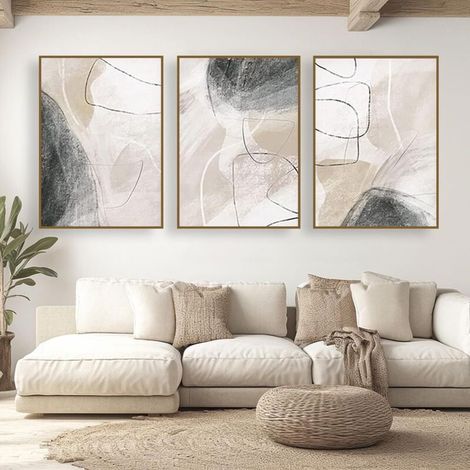 Set aus 3 Leinwandpostern im Bohème-Stil, modern, Wanddekoration, für Wohnzimmer, Schlafzimmer, ungerahmt (B, 3x30x40cm)