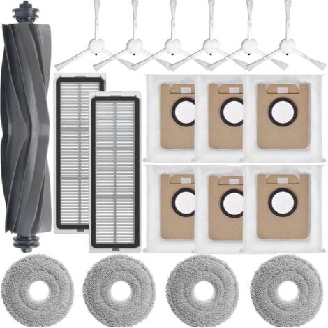 Kit de accesorios para aspiradora robot Dreame L10s Ultra/L10 Ultra/L10 Prime: 1 cepillo principal, 2 filtros, 4 almohadillas de limpieza, 6 cepillos laterales y 6 bolsas para el polvo. (1/5)