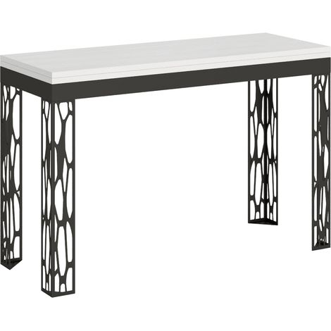 Tavolo apribile 120x45/90 cm Ghibli Double Bianco Frassino telaio Antracite (1/3)