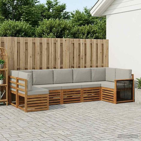 vidaXL Ecksofa Set mit Kissen 6 pcs Natürlich und Hellgrau (1/5)