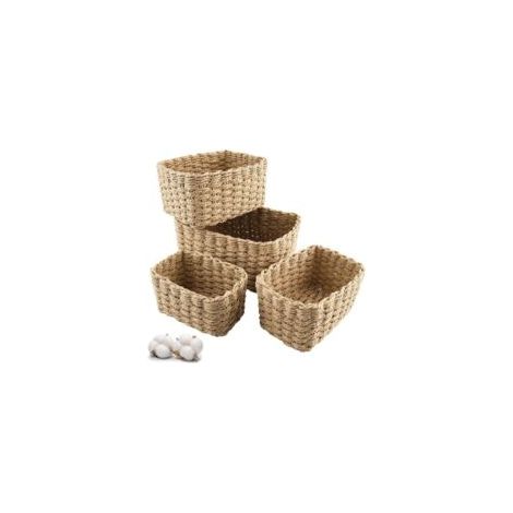 Cestas de almacenamiento, juego de 4 cestas apilables para juguetes de bebé, cosméticos, ideales para usar en el baño y la cocina - Crezuo