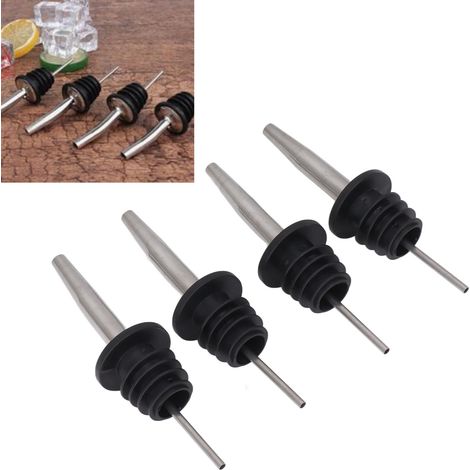 Service à vin 24 pièces avec petit bouchon noir, bec verseur en acier inoxydable, bouchon en plastique noir, service à vin rouge avec bouchon, bec verseur, bouchon de bouteille et mélangeur à cocktail (1/5)