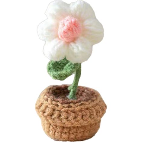 Mini plante en pot au crochet, tournesol et tulipe, décoration intérieure tricotée à la main (1/5)
