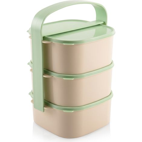 Fiambrera de plástico de 3 niveles, 3 x 1,15 l (1/5)