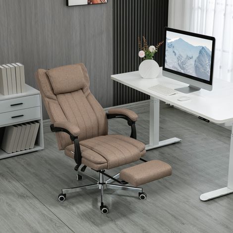 Fauteuil de bureau inclinable et pivotant avec 6 points de massage vibrants et télécommande, 65 x 61 x 108-118 cm, marron (1/5)
