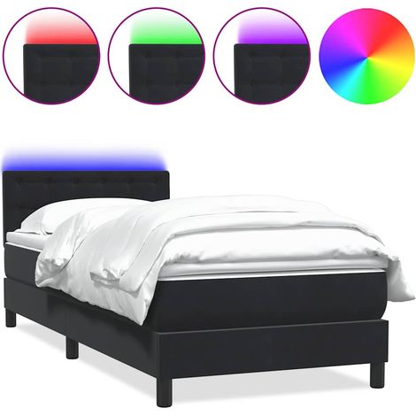 Maison Exclusive - Sommier à lattes de lit avec matelas et LED noir 90x210 cm velours (1/5)