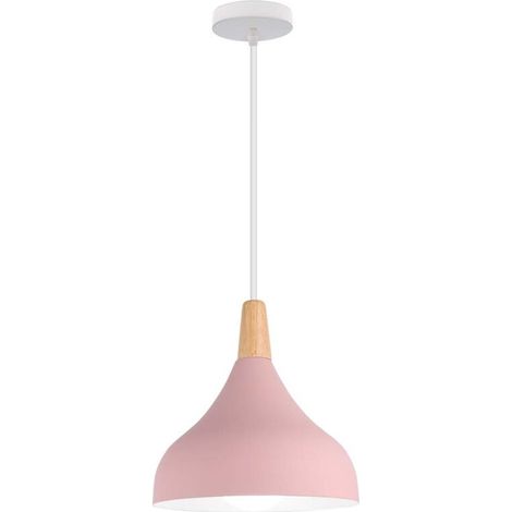 Suspension - Abat-jour Métal Peint Haute Température - Design Moderne Simple - Pour Cuisine Salon Salle À Manger Café Couloir - E27 - Rose - 1 Pièce