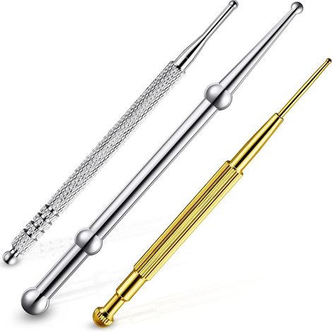 Set de 3 outils de massage pour réflexologie faciale – Stylo d'acupression manuel en acier inoxydable (Doré)