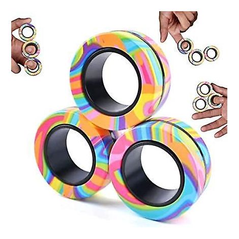 anneaux Magntiques Toy, Adult Magnets Ring Toys For Anxiety Relief Therapy, Pack Great Gift For Adults Teens Kids (1/5)