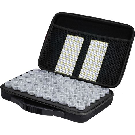 Aufbewahrungsbox für 60 EVA-Fläschchen mit Diamantstickerei- und Malperlen, Zubehör, Tragetasche mit Doppelreißverschluss und Griff (1/5)
