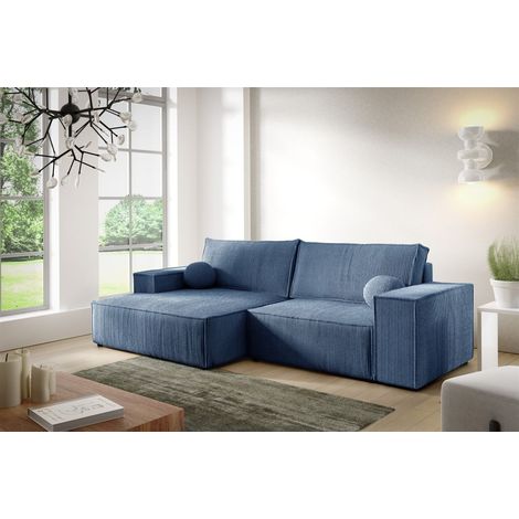 Ecksofa Schlafsofa CORUNIA XS Stoff Poso Blau Ottomane Links (1/5)