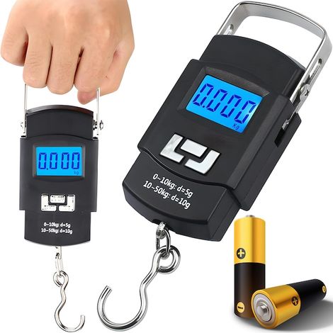 Digitale Handwaage, Kapazität 50 kg, 4 Stück, automatische Abschaltung, Schwarz (1/5)