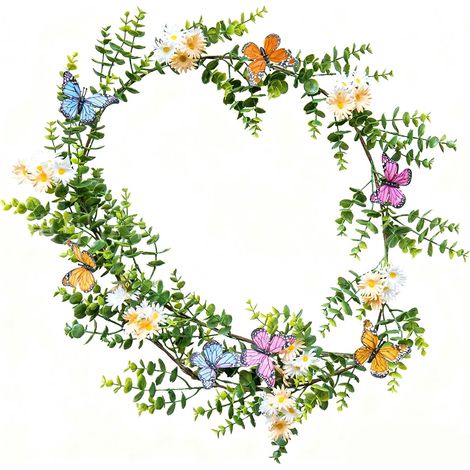 Guirlande De Pâques - Feuillage D'Eucalyptus Artificiel En Raphia - Décoration Murale Pour Intérieur Et Extérieur - Longueur 180 Cm - 1 Pièce (1/5)