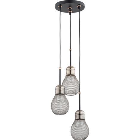 Suspension industrielle noir/cuivre 3xE27 Alfa TRIO (1/2)