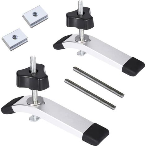 Lot de 2 Rail - Aluminium T-Track Clamp T Track Jeu de pinces de maintien à action rapide en métal, pour outil de travail du bois T-Slot (1/5)