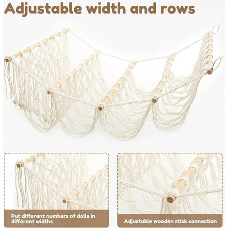 Étagère de rangement verticale polyvalente à 4 niveaux pour peluches - Organisateur de rangement suspendu sécurisé pour chambre d'enfant (Beige)