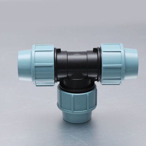 Ulisem T-Stück für Wasserleitungen mit drei Innengewindeanschlüssen (3 x 32 mm) und Klemmverschraubung für PE-Rohre (ø32) (1/4)