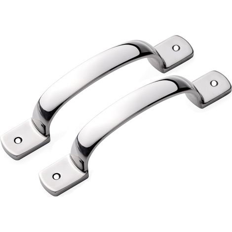 lot de 2 Poignée de porte robuste, acier inoxydable poli miroir, longueur 14 cm (53/5 po)