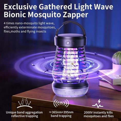 Lampe anti moustique et anti mouche, UV tueur d'insectes électrique étanche, avec LED, répulsif pour intérieur et extérieur. (1/5)