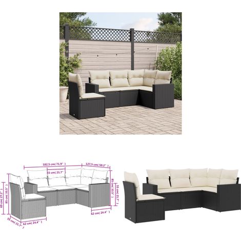 5-tlg. Garten-Sofagarnitur mit Kissen Schwarz Poly Rattan - Gartensorgsofa - Polyethylen Möbel - Outdoor Sofa - Lounge Set - Gartenlounge - Home & Living (1/3)