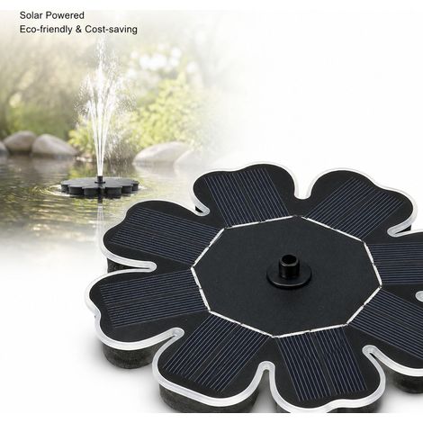 Pompa per fontana solare Toivize QR-0820 - Galleggiante, senza fili - Pannello 8V 2W, getto da 60 cm, nera, per giardino, laghetto, casetta per uccelli, decorazione (1/4)