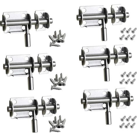 Loquet de Porte, 6 Pièces Acier Inoxydable de Sécurité Verrou Porte pour Portes de Salle de Bain, WC Fenêtre, Meubles Portes en Bois, Animal Domestique Verrou de Portail, etc. (1/5)