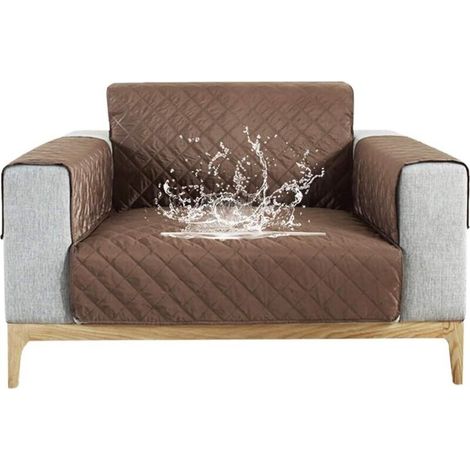 Waterproof Sofa Cover Sofa Protector with Armrests (Coffee, 1 Seater)