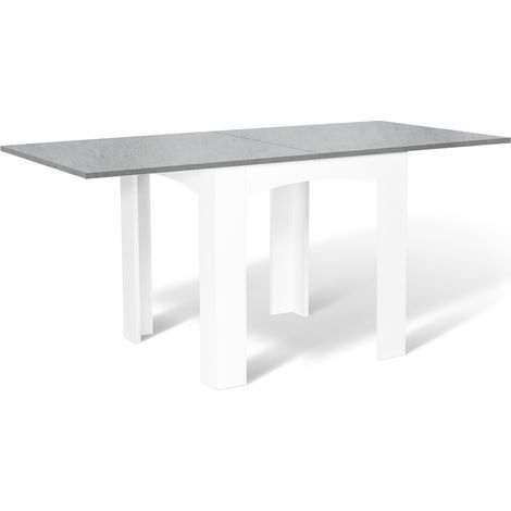 Idmarket – Table à manger extensible rectangle 4-8 personnes – Plateau effet béton – Longueur 80-160 cm – Design contemporain et épuré