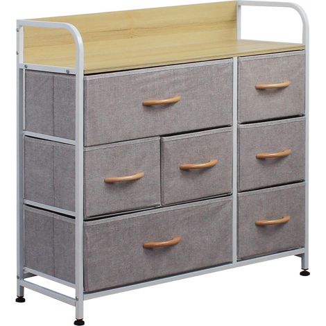 Cassettiera in Tessuto 7 Cassetti con Struttura in Ferro Grigio 78,5x80x29 cm