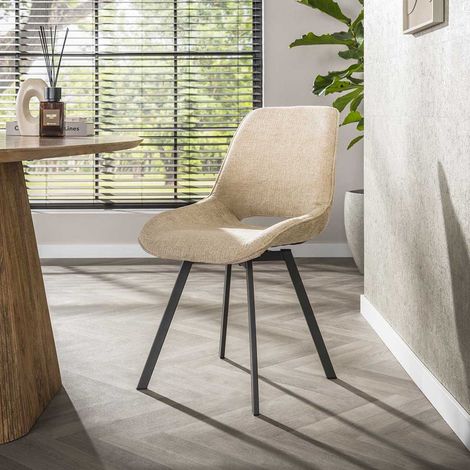 Chaise de salle à manger moderne en tissu sable Jarod (lot de 4) (1/5)