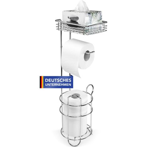 Wenko – Portarotolo 3 in 1 con ripiano portaoggetti autoportante – Metallo cromato – Dimensioni 15x18x59 cm (1/5)