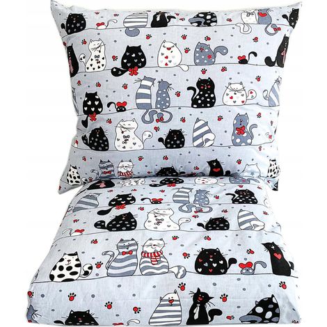 Kinderbettwäsche-Set 120x160 cm, dicke Baumwolle, polnischer Hersteller, Katzen (1/4)
